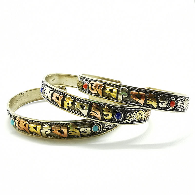 Ethnic Fashion Com - Tibety anmantrasamuetオープン手錠マンニパッドmeハムバングルローズ銅BB-020