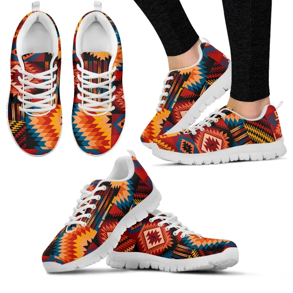 Women'S Ethnic Fashion Brands - アステカデザインブランドファッションスニーカーアメリカンカルチャープリントレースアップローファートライバルエスニック快適なフラットシューズ