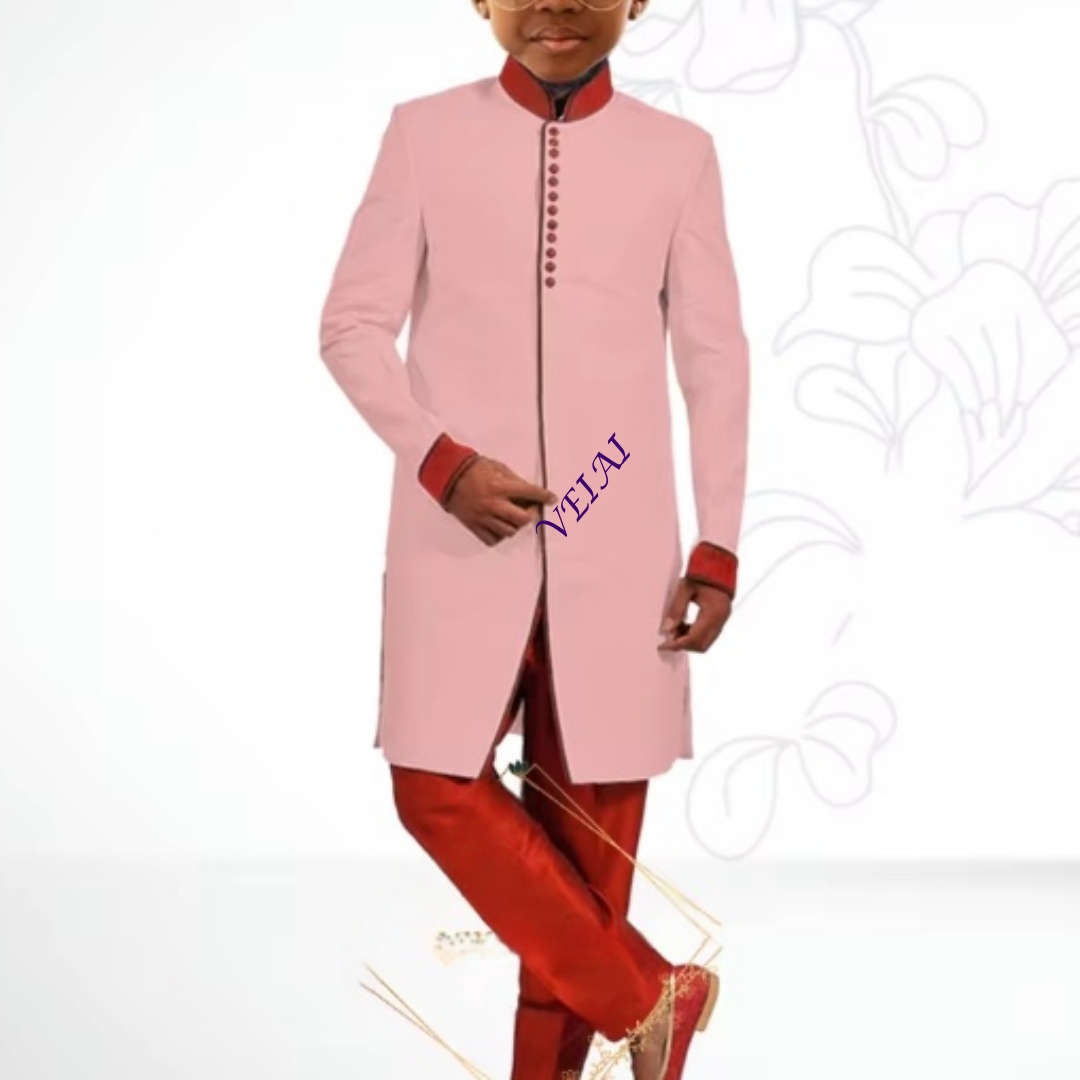 Kurta Men Cotton - 男の子用クルタ・パジャマ インドデザイナー ウェディングパーティーウェア ロイヤル衣装 伝統的なエスニックインドドレス