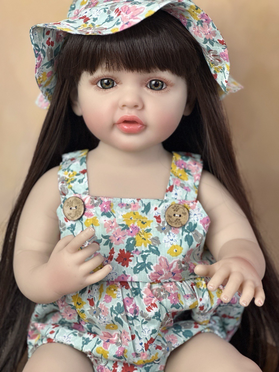 Ethnic Fashion Model - 22 インチかわいい全身シリコーンビニールベベリボーンガールロングヘア手作りリアルなリアルなリボーン女の赤ちゃん誕生日おもちゃ