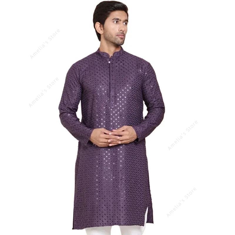 インドメンズクルタチュニックコットン軽量ロングシャツスパンコ - Kurta Men Cotton のレビューと価格