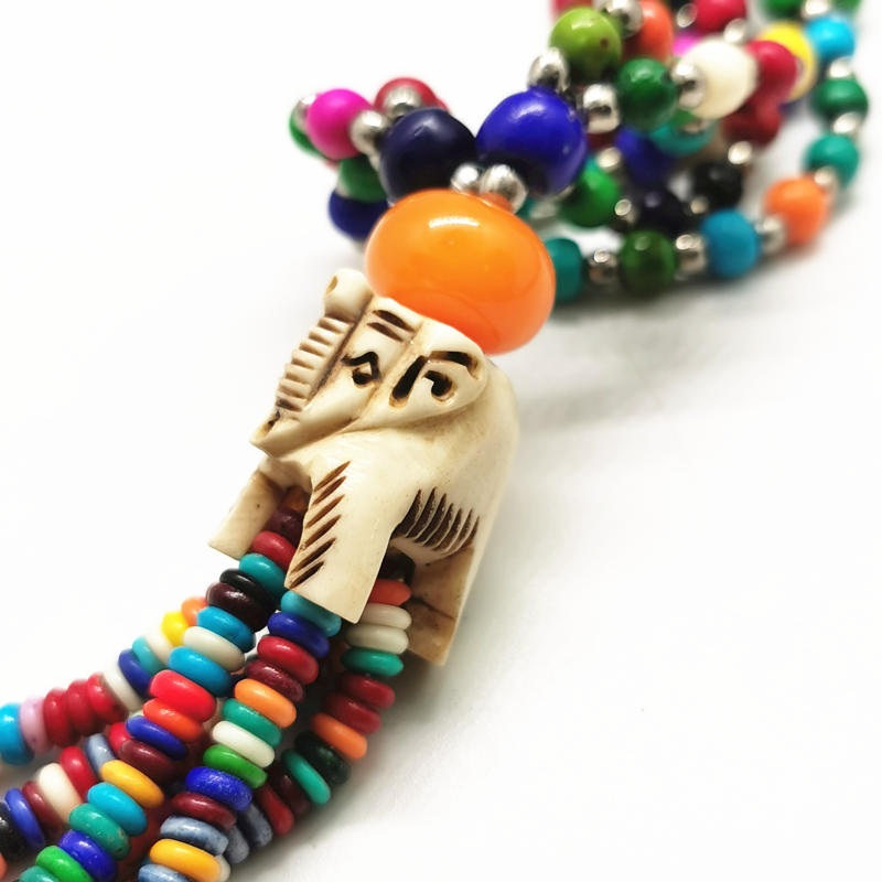 Tibetyジュエリーレインボーyakボーンビーズロングネッ - Ethnic Fashion Com のレビューと価格