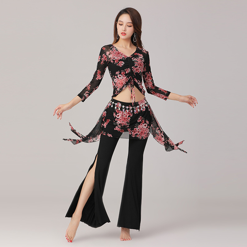 ベリーダンス練習用セット、スプリットフレアパンツとクロップト - Ethnic Fashion India のレビューと価格