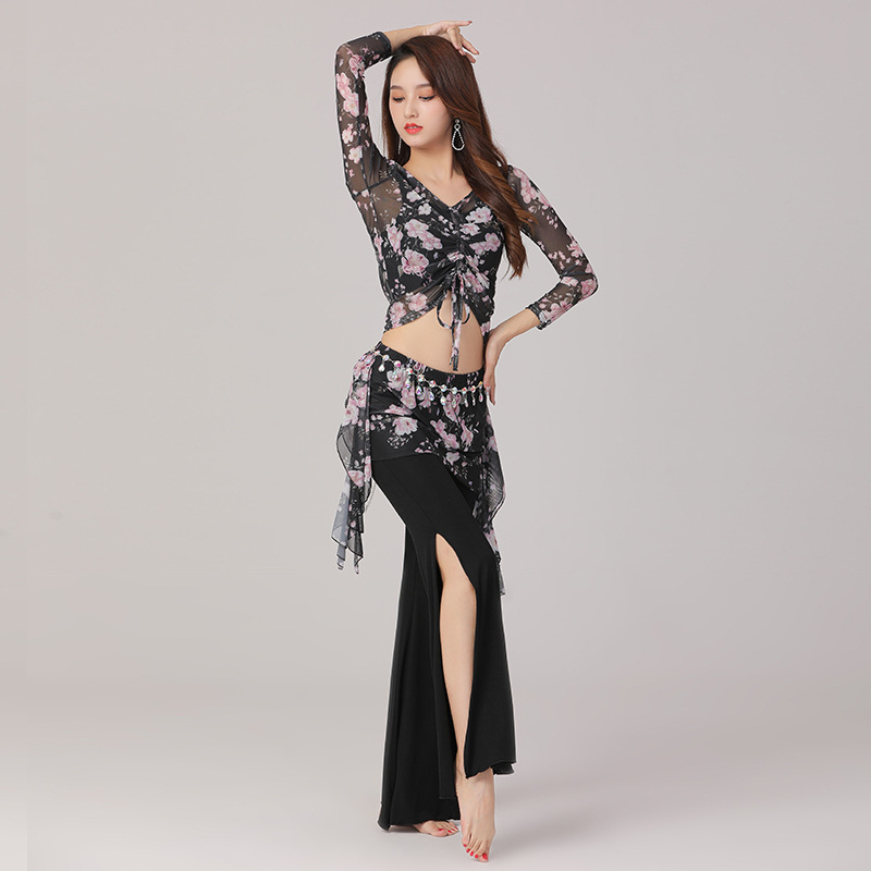 ベリーダンス練習用セット、スプリットフレアパンツとクロップト - Ethnic Fashion India のレビューと価格