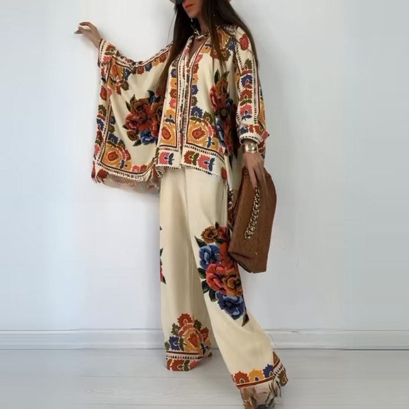女性のためのエスニックスタイルのプリントシャツとパンツのセッ - Ethnic Fashion For Ladies のレビューと価格