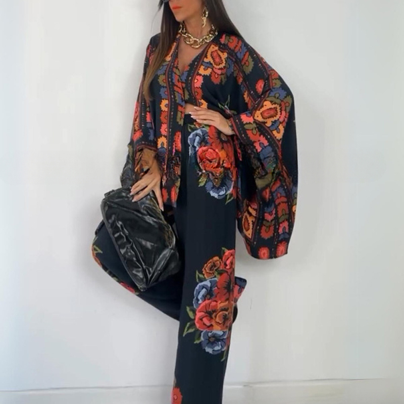 女性のためのエスニックスタイルのプリントシャツとパンツのセッ - Ethnic Fashion For Ladies のレビューと価格