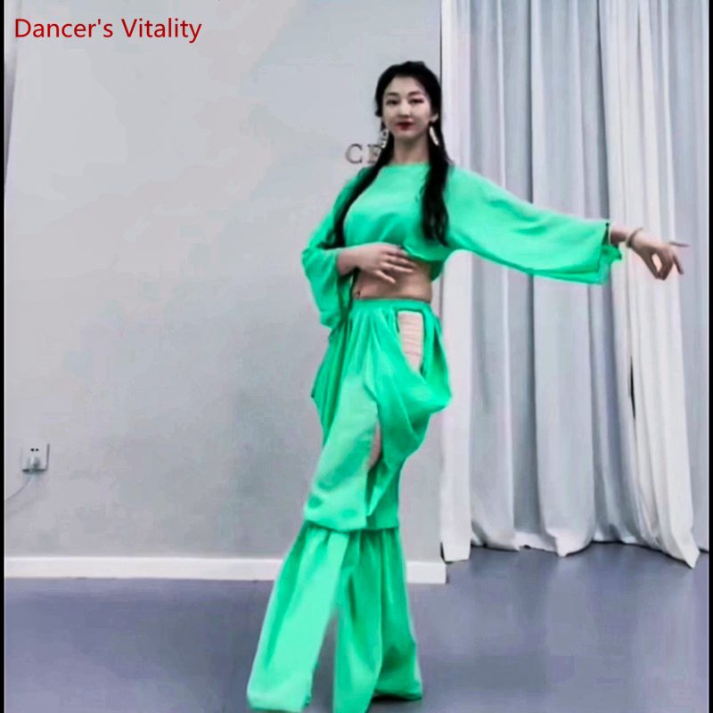 ベリーダンストレーニング服女性用ベリーダンス長袖トップ+ズボ - Ethnic Fashion India のレビューと価格