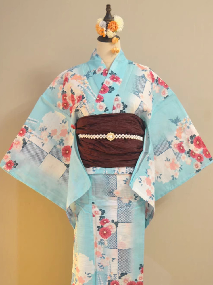 伝統的な浴衣着物綿麻素材ガールズドレス格子柄藤の花夏のファッ - Ethnic Clothing & Online Fashion Store Khaadi Uk のレビューと価格
